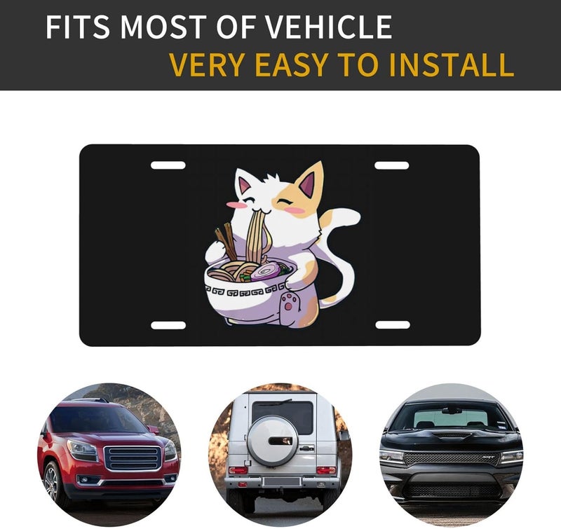 GACCAP Front License Plate Cover Car Decor Accessory Aluminum Metal Rust-Proof US Car Plate Novelty Vanity Tag Cover with 4 Holes for Men Women 6 * 12 in - Kawaii Anime Cat - Image 4